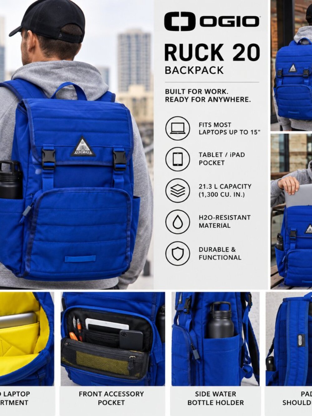 🎒🔥 OGIO RUCK 20 LAPTOP BACKPACK – NWT – BLUE – 21.3L 🔥🎒
